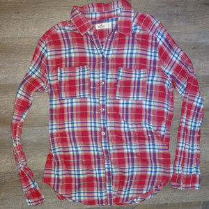 Hollister Plaid Shirt Button Down Pink Red Sz. S